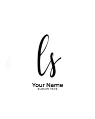 L S LS initial logo signature vector. Handwriting concept logo.