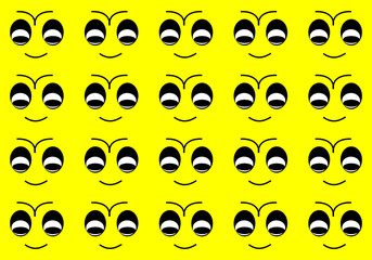 seamless smile eye and mount on yellow background