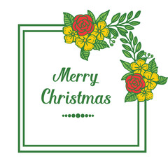 Bright card merry christmas, with pattern of seamless colorful flower frame. Vector