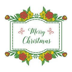 Calligraphy text of merry christmas with decoration of colorful wreath frame in vintage style. Vector