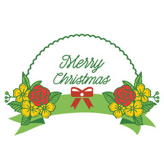 Design element of merry christmas, with wallpaper of colorful flower frame. Vector