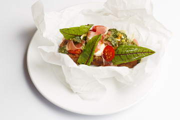 dried-meat snack on a toast