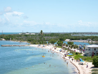 Calusa Beach, Florida Keys, Florida, USA. Bahia Honda State Park. Peopke enjoying the beautiful...