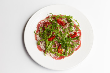 tuna or a cold cuts with arugula