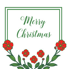 Abstract banner of merry christmas, with beauty of green leaves and red flower frame. Vector