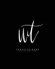 W T WT initial logo signature vector. Handwriting concept logo.