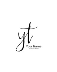 Y T YT initial logo signature vector. Handwriting concept logo.