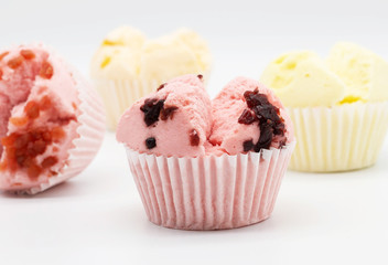 colorful homemade cupcake on white background