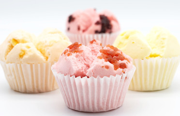 colorful homemade cupcake on white background