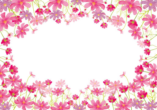 秋桜 フレーム 枠 飾り枠 花 秋 水彩 ウェルカムボード 結婚式 9月 10月 11月 © okaka08