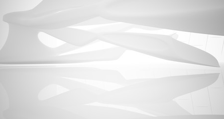 White smooth abstract architectural background. 3D illustration and rendering