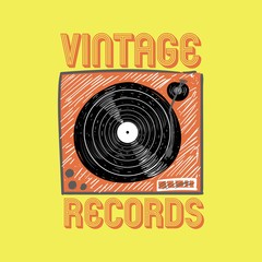 vintage records vinyl turntable illustracion sketch music poster