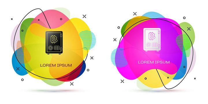 Color Proof of stake icon isolated on white background. Cryptocurrency economy and finance collection. Abstract banner with liquid shapes. Vector Illustration