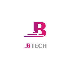 Purple B Letter Technology Logo Template. Vector. Icon