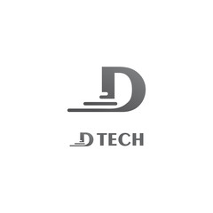 Silver D Letter Technology Logo Template. Vector. Icon