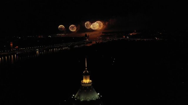 Big Fireworks in Budapest on the 20th of august hungarian national holiday. Captured with a DJi mavic pro 2 drone