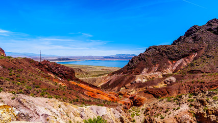 View of Lake Mead from the Historic Railroad Hiking Trail near the Hoover Dam between Nevada and Arizona, USA