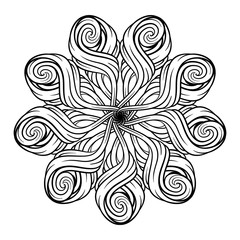 Vector black and white abstract mandala motif