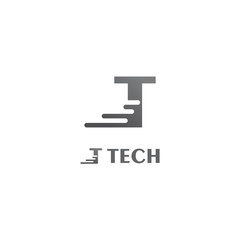 Silver T Letter Technology Logo Template. Vector. Icon