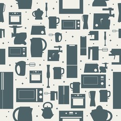 Appliances icons seamless background. Vector set of domestic electric machines