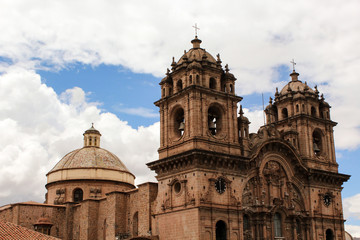 Fototapeta na wymiar Bell tower of the Cusco Cathedral.