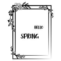 Hello spring with modern decorative element of leaf floral frame. Vector