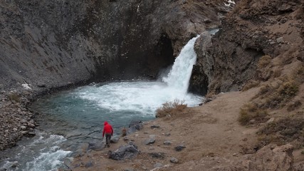 El Yeso waterfall, in the Cajon del Maipo, Chile