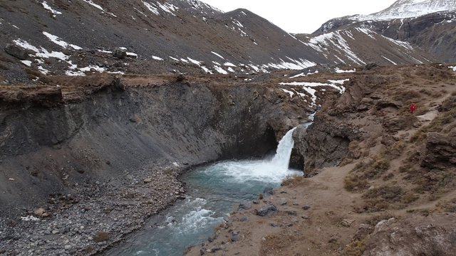El Yeso waterfall, in the Cajon del Maipo, Chile