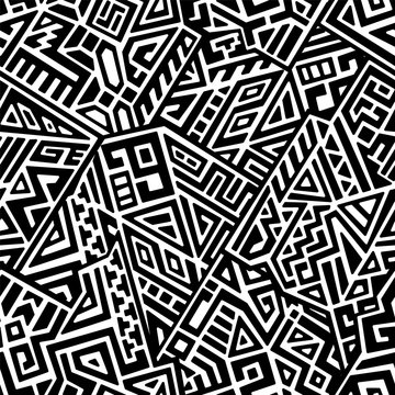 Creative ethnic style vector seamless pattern. Unique geometric vector swatch. Perfect for screen background, site backdrop, wrapping paper, wallpaper, textile and surface design. Trendy boho tile.