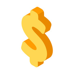 Isometric dollar icon in flat style. Vector dollar illustration.