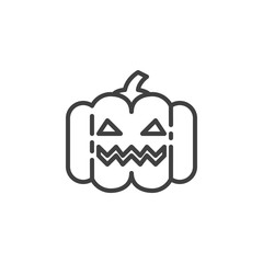 Happy halloween pumpkin line icon. linear style sign for mobile concept and web design. Smiling pumpkin outline vector icon. Symbol, logo illustration. Vector graphics