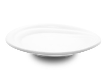 White plate isolated on white background.