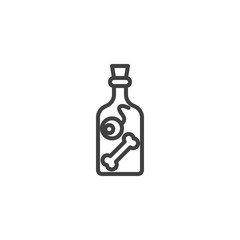 Potion preparation bottle line icon. linear style sign for mobile concept and web design. Witch bottle with eyeball and human bone outline vector icon. Symbol, logo illustration. Vector graphics