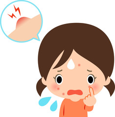 顔にニキビができて困っている女の子