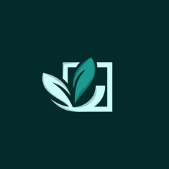 Leaf Farm Square Nature Modern Icon Logo Element Design Template Vector