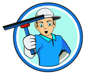 Cleaning service worker design vector eps format