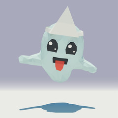 Vector cute ghost. Low poly illustration for Halloween.