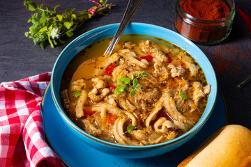 flaczki - fresh and spicy tripe soup with herbs