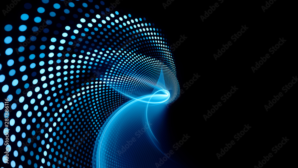 Fototapete Abstract background element. Fractal graphics series. Three-dimensional composition of dynamic curves and mosaic halftone effects. Wide format high resolution image. 3d illustration.