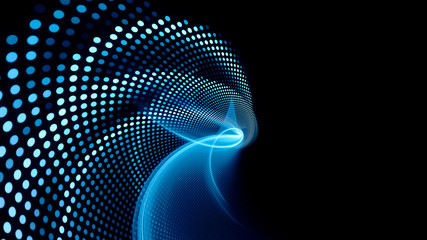 Obraz premium Abstract background element. Fractal graphics series. Three-dimensional composition of dynamic curves and mosaic halftone effects. Wide format high resolution image. 3d illustration.