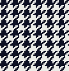 Goose foot abstract knitted seamless fashion trend pattern fabric textures, geometric black and white pattern, crow's feet pixel art vector monochrome illustration. Design for web and mobile app.