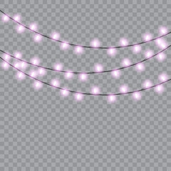 Glowing lights for Xmas Holiday cards, banners, posters, web design. Vector