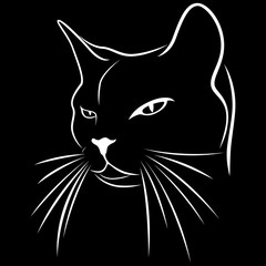 Abstract black stencil of angry cat's muzzle