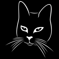 Black stencil of abstract cunning cat
