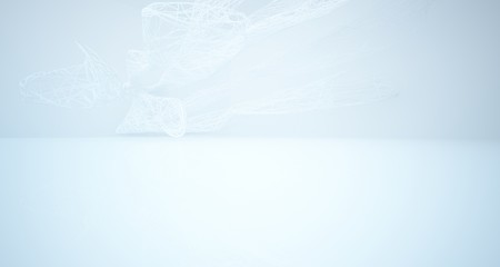 Fototapeta premium White smooth architectural interior of chaotic lines. 3D illustration and rendering