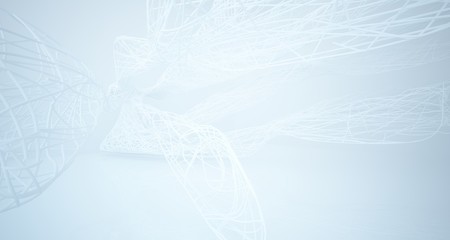 Obraz premium White smooth architectural interior of chaotic lines. 3D illustration and rendering