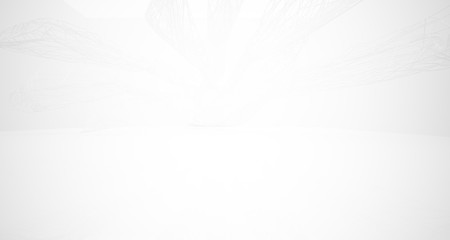 White smooth architectural interior of chaotic lines. 3D illustration and rendering