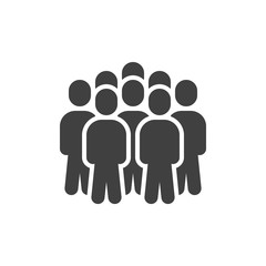 Crowd of people vector icon. Staff filled flat sign for mobile concept and web design. People group glyph icon. Symbol, logo illustration. Vector graphics
