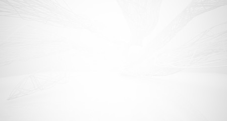 Obraz premium White smooth architectural interior of chaotic lines. 3D illustration and rendering