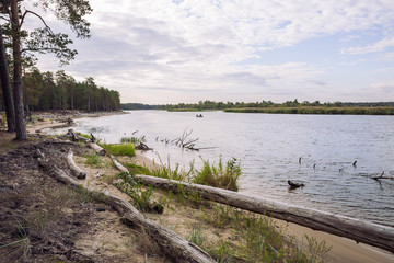 City Carnikava, Latvian Republic. Green nature in summer with River Gauja and waves. Travel photo. Sep 04. 2019.